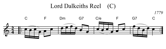 Lord Dalkeiths Reel    (C) - staff notation