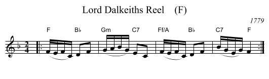 Lord Dalkeiths Reel    (F) - staff notation