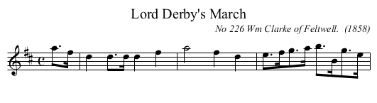 Lord Derby's March - staff notation