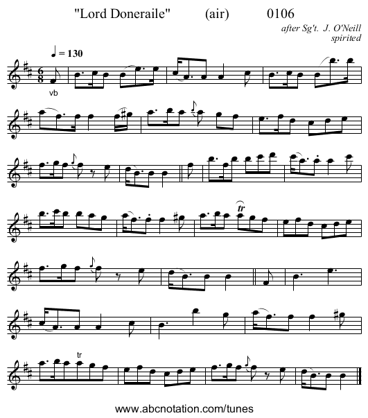 Lord Doneraile (air) 0106 - staff notation