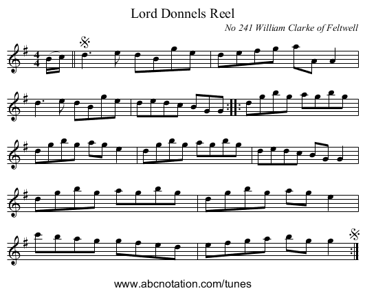 Lord Donnels Reel - staff notation