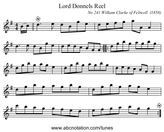 Lord Donnels Reel - staff notation