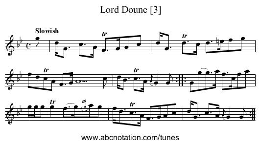 Lord Doune [3] - staff notation