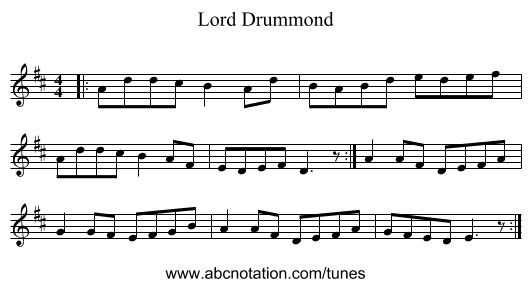 Lord Drummond - staff notation