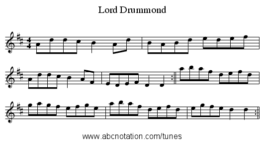 Lord Drummond - staff notation