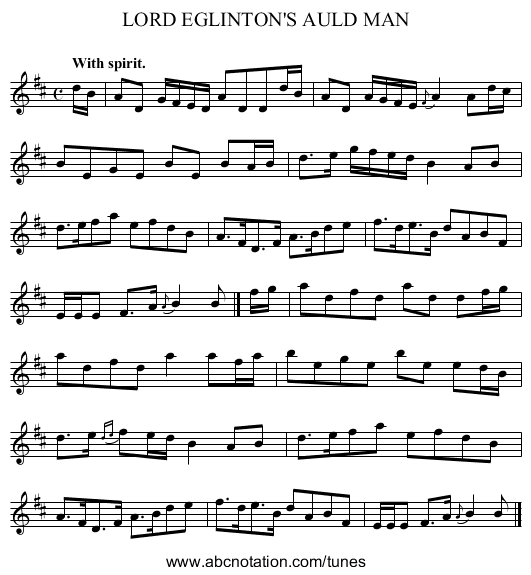 LORD EGLINTON'S AULD MAN - staff notation