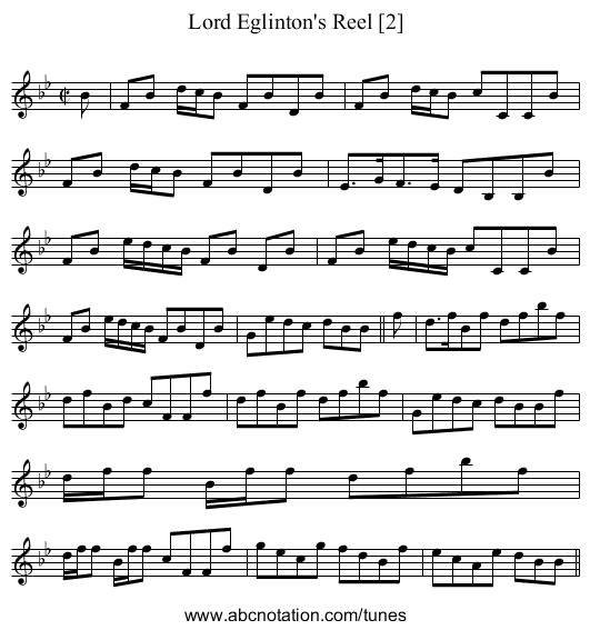 Lord Eglinton's Reel [2] - staff notation