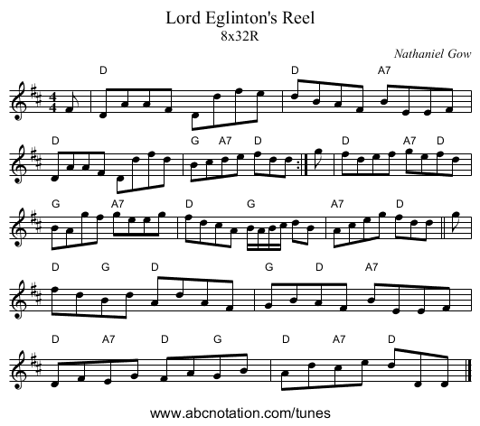 Lord Eglinton's Reel - staff notation