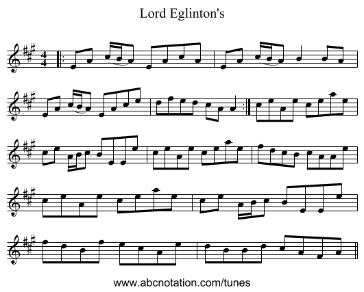 Lord Eglinton's - staff notation