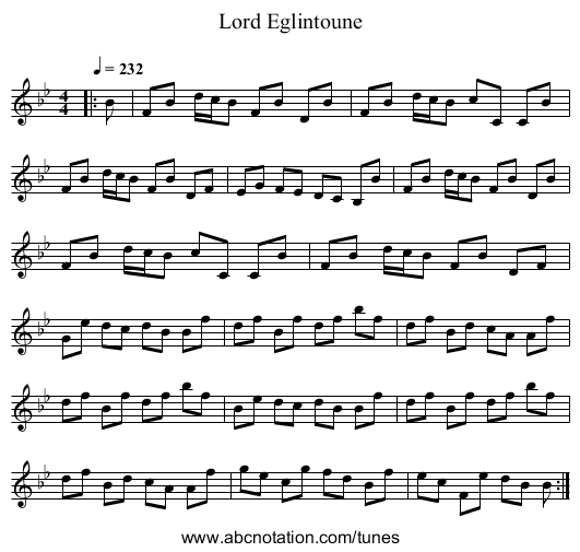 Lord Eglintoune - staff notation
