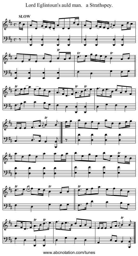 Lord Eglintoun's auld man.   a Strathspey. - staff notation