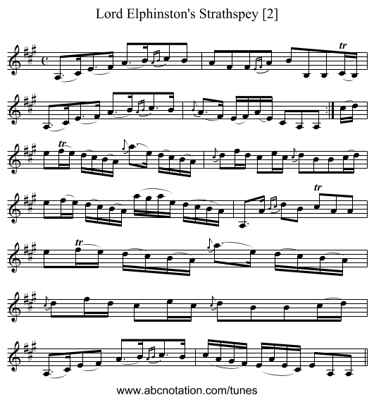 Lord Elphinston's Strathspey [2] - staff notation