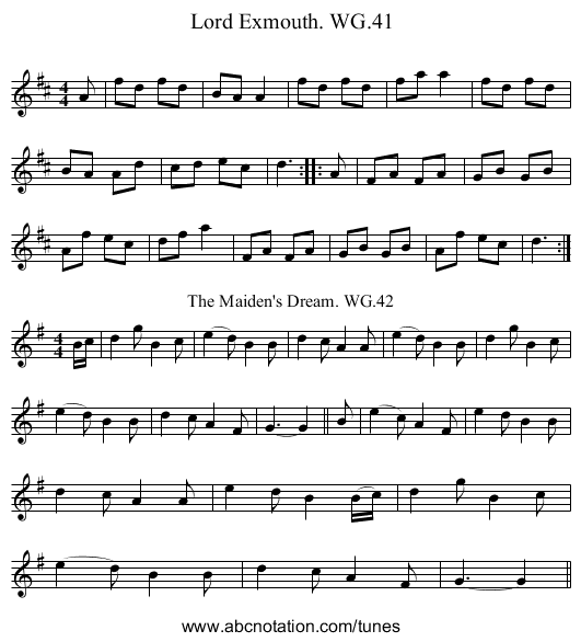Lord Exmouth. WG.41 - staff notation