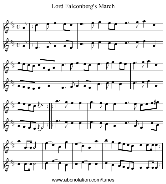 Lord Falconberg's March - staff notation