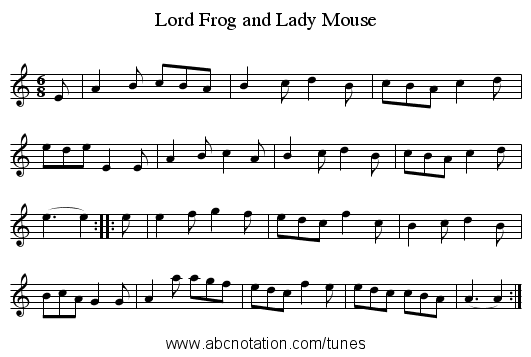 Lord Frog and Lady Mouse - staff notation