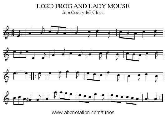 LORD FROG AND LADY MOUSE - staff notation