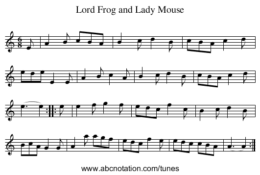Lord Frog and Lady Mouse - staff notation