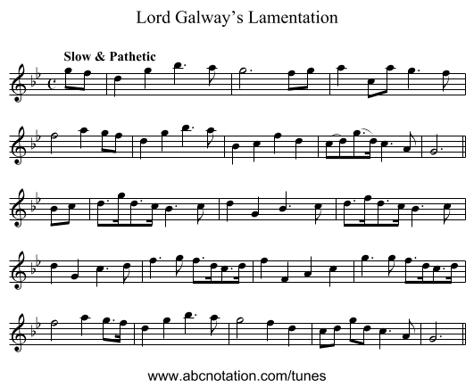Lord Galway’s Lamentation - staff notation