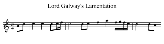 Lord Galway's Lamentation - staff notation