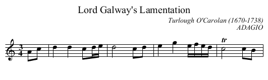 Lord Galway's Lamentation - staff notation