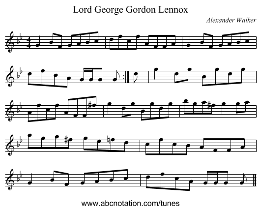 Lord George Gordon Lennox - staff notation
