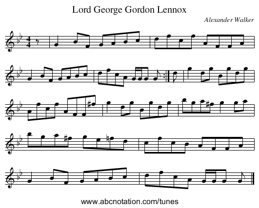 Lord George Gordon Lennox - staff notation