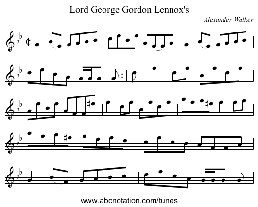 Lord George Gordon Lennox's - staff notation