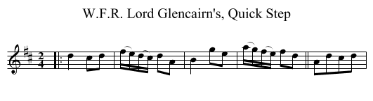 Lord Glencairn's, Quick Step, W.F.R. - staff notation