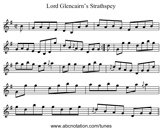 Lord Glencairn’s Strathspey - staff notation