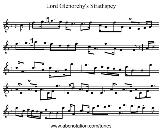 Lord Glenorchy's Strathspey - staff notation