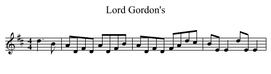 Lord Gordon's - staff notation