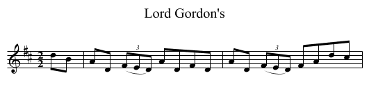 Lord Gordon's - staff notation