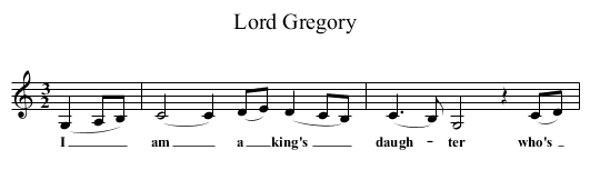 Lord Gregory - staff notation