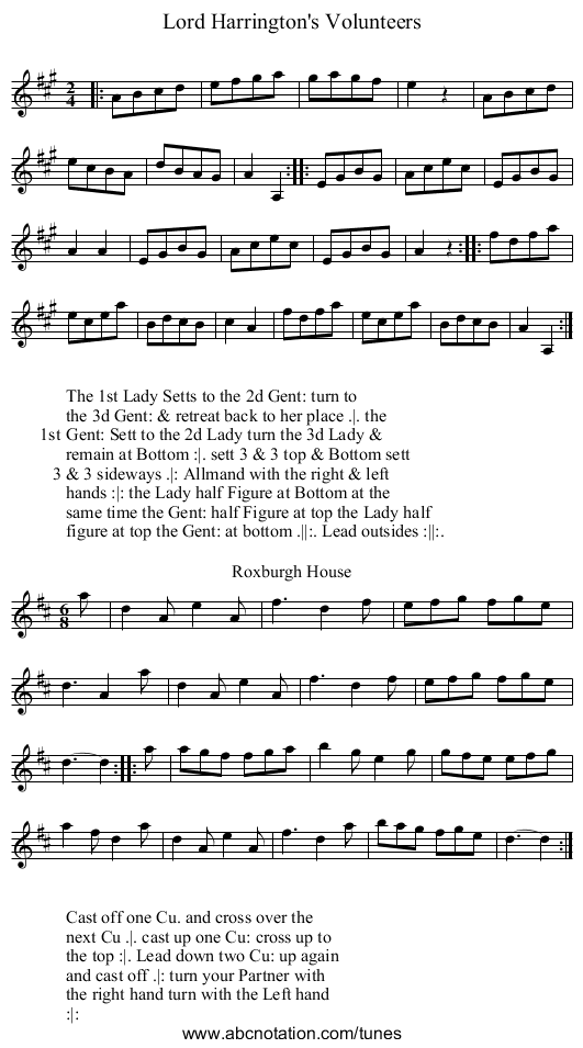 Lord Harrington's Volunteers - staff notation