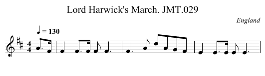 Lord Harwick's March. JMT.029 - staff notation