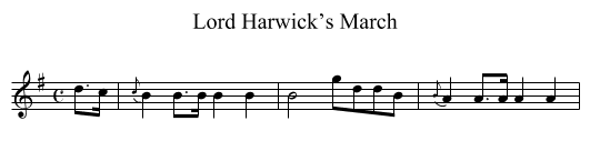 Lord Harwick’s March - staff notation
