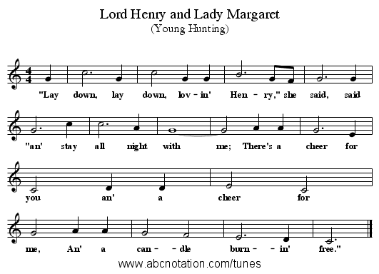 Lord Henry and Lady Margaret - staff notation