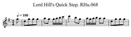 Lord Hill's Quick Step. RHu.068 - staff notation