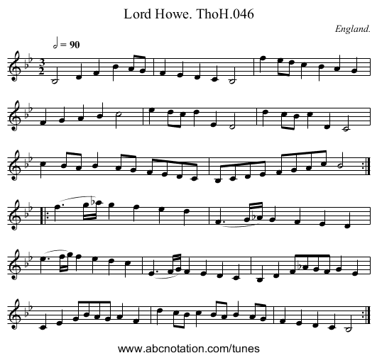 Lord Howe. ThoH.046 - staff notation