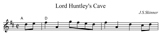 Lord Huntley's Cave - staff notation