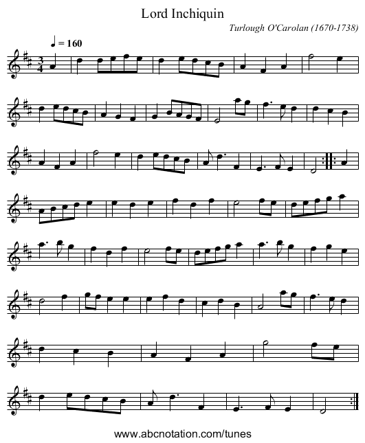 Lord Inchiquin - staff notation