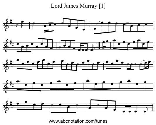 Lord James Murray [1] - staff notation
