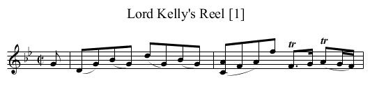 Lord Kelly's Reel [1] - staff notation