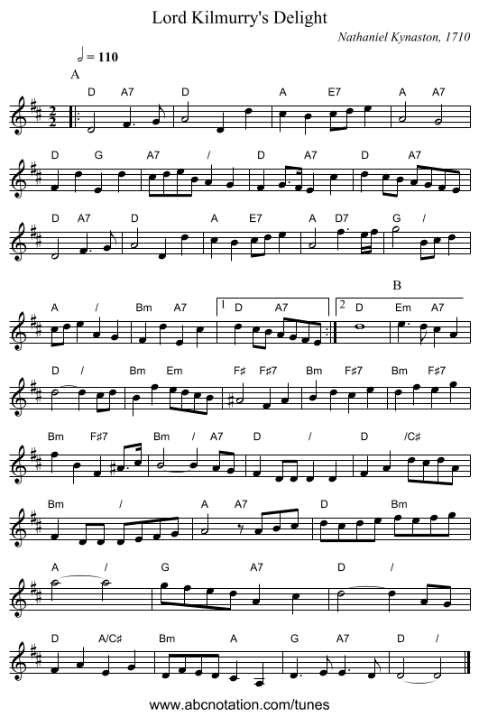 Lord Kilmurry's Delight - staff notation