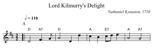 Lord Kilmurry's Delight - staff notation