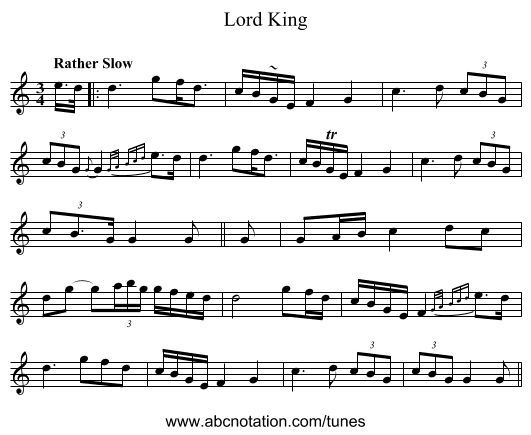 Lord King - staff notation