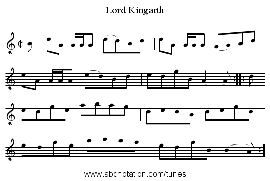 Lord Kingarth - staff notation