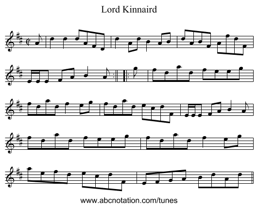Lord Kinnaird - staff notation