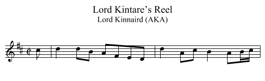 Lord Kintare’s Reel - staff notation