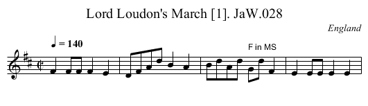 Lord Loudon's March [1]. JaW.028 - staff notation